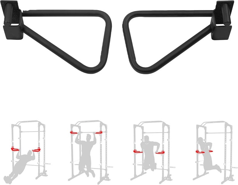 Fitvids Dual Grip Dip Bars Attachment for 2x2 Power Rack & Squat Rack, Heavy Duty Pair for Pull Ups, Push Ups, Triceps & Chest Workouts, 330LBS Capacity - Image 1